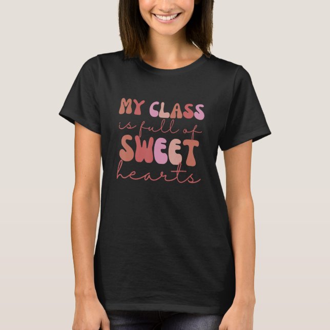 Groovy Teacher Valentine Back To School 100 Days O T-Shirt (Front)