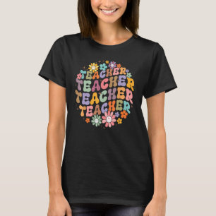 Groovy Teacher Vibes Retro Teach Love Inspire Back T-Shirt