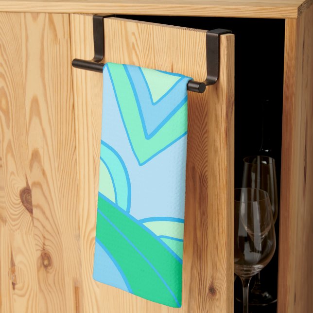 Groovy Teal Tea Towel (Thirds Fold)