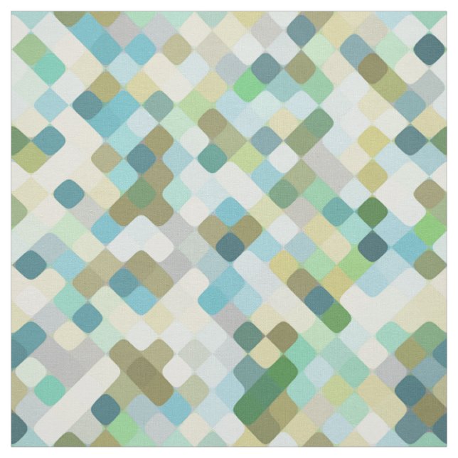 Groovy Teal Turquoise Blue Green Retro Round Art Fabric (Swatch)