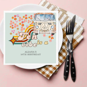 Groovy Ten is a vibe daisy Van 10th birthday Napkin