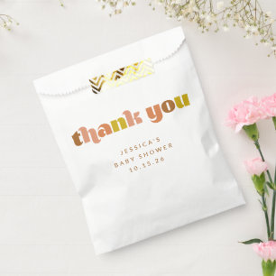 Groovy Terracotta Peach Retro Custom Baby Shower  Favour Bags