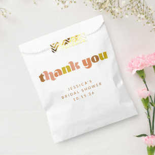 Groovy Terracotta Peach Retro Text Custom Shower Favour Bags