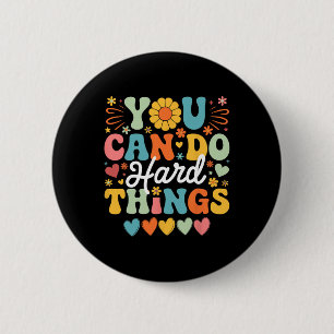 Groovy Test Day Teacher You Can Do Hard Things Men 6 Cm Round Badge