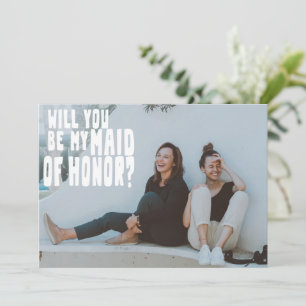 Groovy Text Overlay Maid Honour Photo Proposal Car Invitation