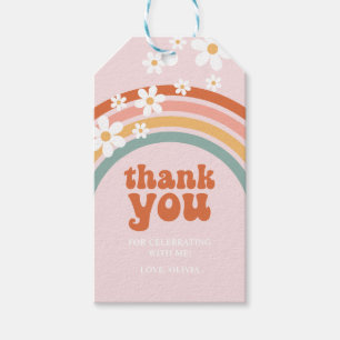 Groovy Thank You daisy boho floral rainbow Favour  Gift Tags