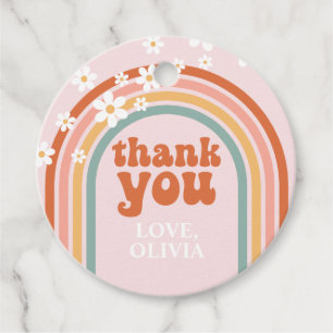 Groovy Thank You daisy boho floral rainbow Favour Tags