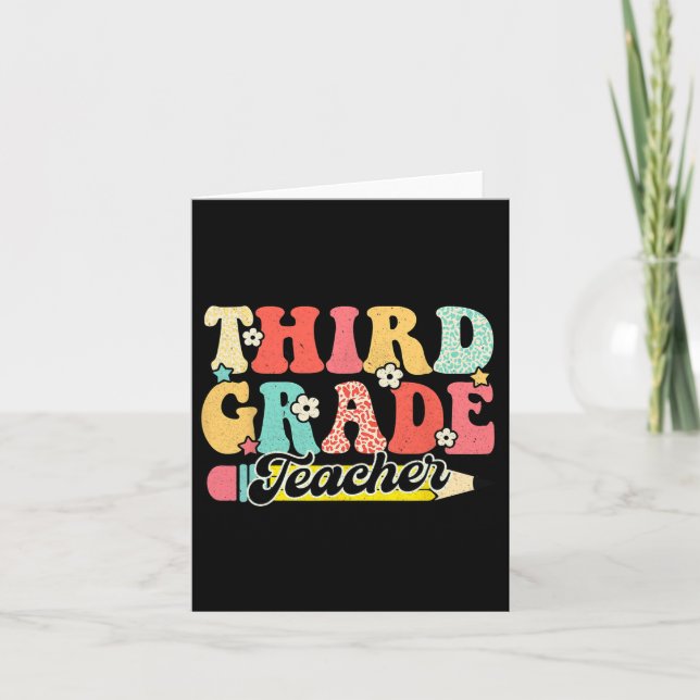 Groovy Third Grade Teacher First Day 3rd Grade  Card (Front)