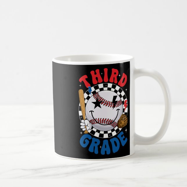 Groovy Third Grade Team Baseball First Day Of Scho Coffee Mug (Right)