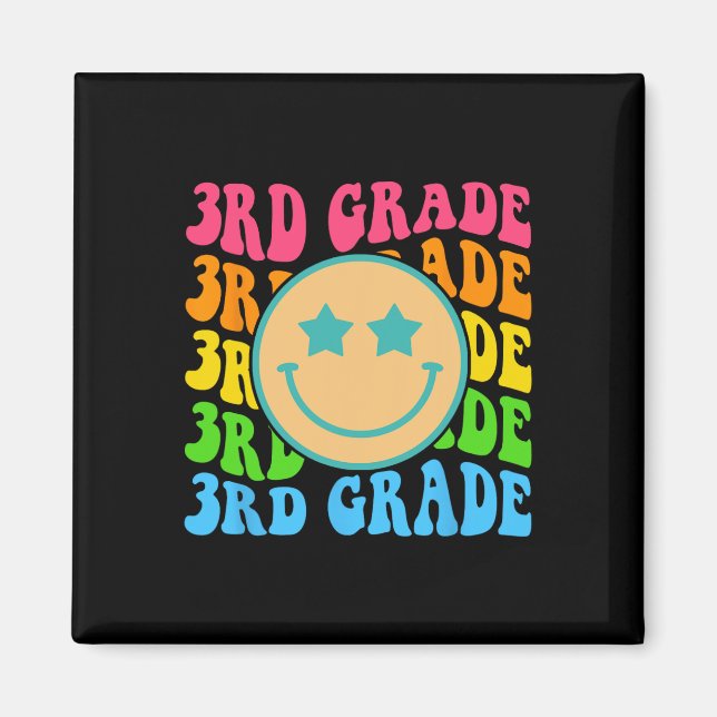 Groovy Third Grade Vibes Face Retro Teachers Back  Magnet (Front)