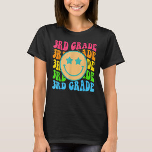 Groovy Third Grade Vibes Face Retro Teachers Back T-Shirt