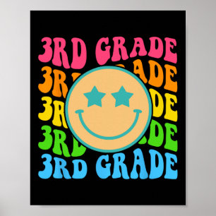 Groovy Third Grade Vibes Face Retro Teachers Byck Poster