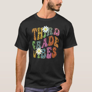 Groovy THIRD GRADE VIBES Teacher Leopard Print 3rd T-Shirt