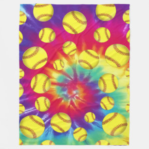 Groovy Tie Dye Softball Throw Blanket