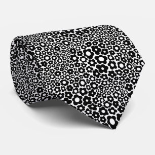 Groovy Tiny Black And White Daisies Neck Tie
