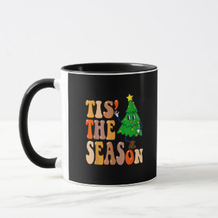 Groovy Tis The Season Christmas Pine Tree Mug