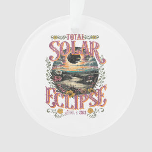 Groovy Total Solar Eclipse April 8 2024 Astronomy Ornament