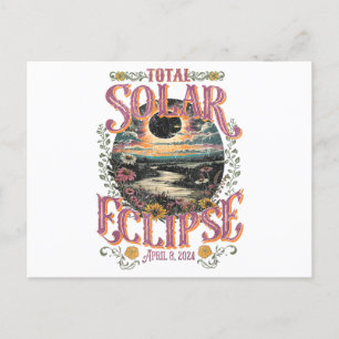 Groovy Total Solar Eclipse April 8 2024 Astronomy  Postcard