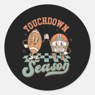 Groovy Touchdown Season Football Lightning Bolt Ga Classic Round Sticker