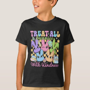 Groovy Treat All Bunnies With Kindness Teacher Eas T-Shirt