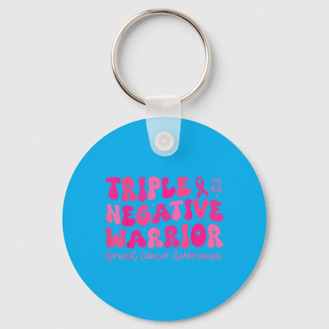 Groovy Triple Negative Warrior Breast Cancer Key Ring (Front)