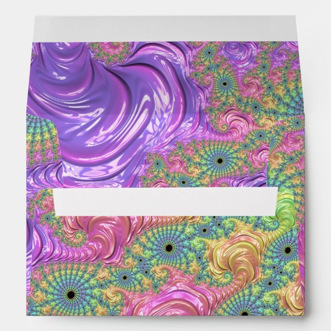 Groovy Trippy Boho Jewel Tone Rainbow Fractal Envelopes (Back (Bottom))