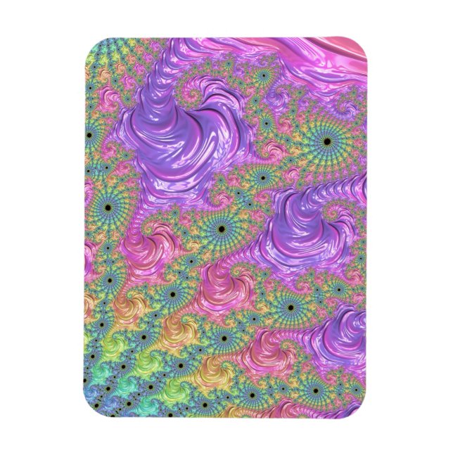 Groovy Trippy Boho Jewel Tone Rainbow Fractal Magnet (Vertical)