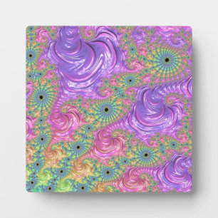 Groovy Trippy Boho Jewel Tone Rainbow Fractal Plaque