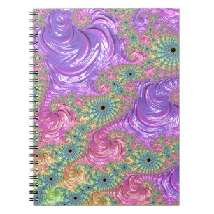 Groovy Trippy Boho Jewel Tone Rainbow Fractal Spiral Notebook