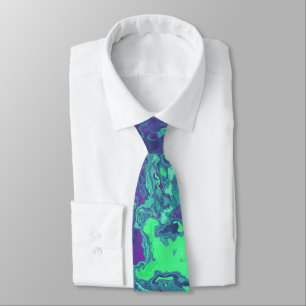 Groovy Trippy Colourful Swirly Abstract Marble Art Tie