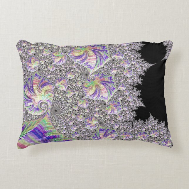 Groovy Trippy Funky Psychedelic Fractal Art Decorative Cushion (Front)