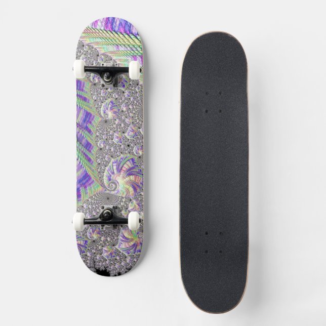 Groovy Trippy Funky Psychedelic Fractal Art Skateboard (Front)