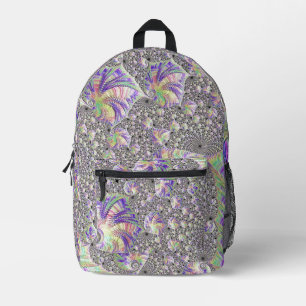 Groovy Trippy Funky Psychedelic Fractal Printed Backpack