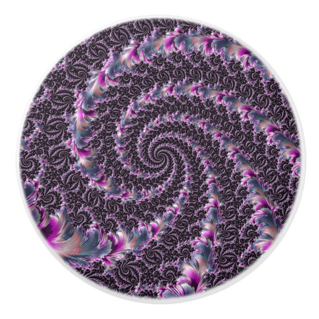 Groovy Trippy Funky Psychedelic Spiral Fractal Art Ceramic Knob (Front)