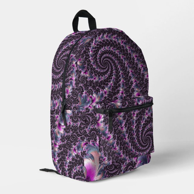 Groovy Trippy Funky Psychedelic Spiral Fractal Art Printed Backpack (Back Corner Left)