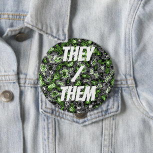 Groovy Trippy Grungy Funky Abstract Agender Pride 10 Cm Round Badge