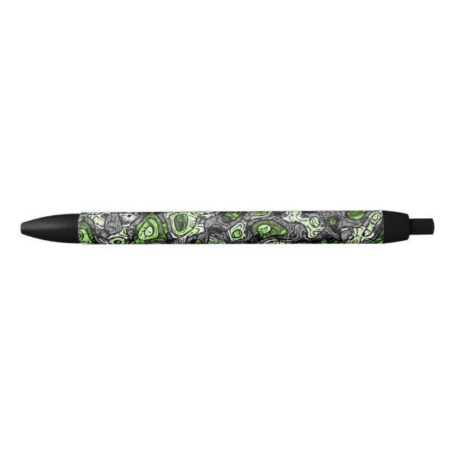 Groovy Trippy Grungy Funky Abstract Agender Pride Black Ink Pen (Front)