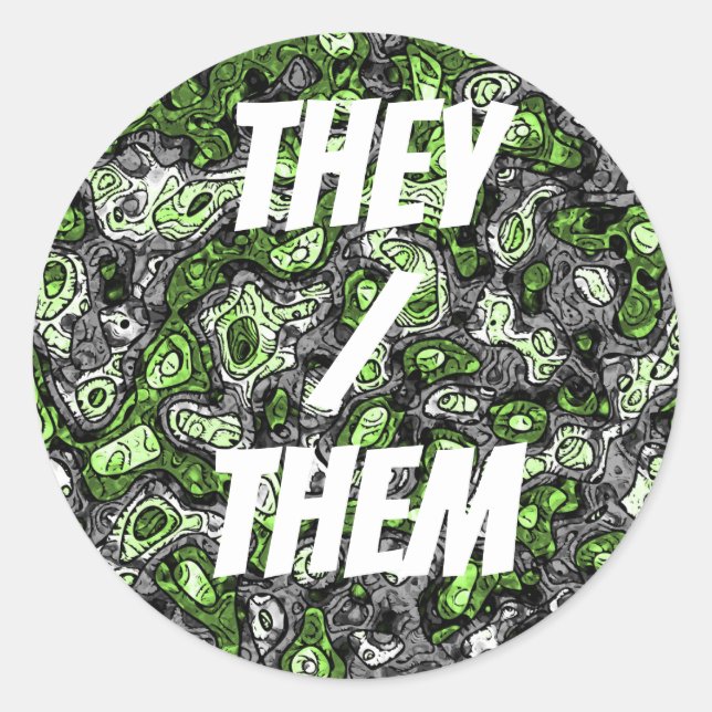 Groovy Trippy Grungy Funky Abstract Agender Pride Classic Round Sticker (Front)