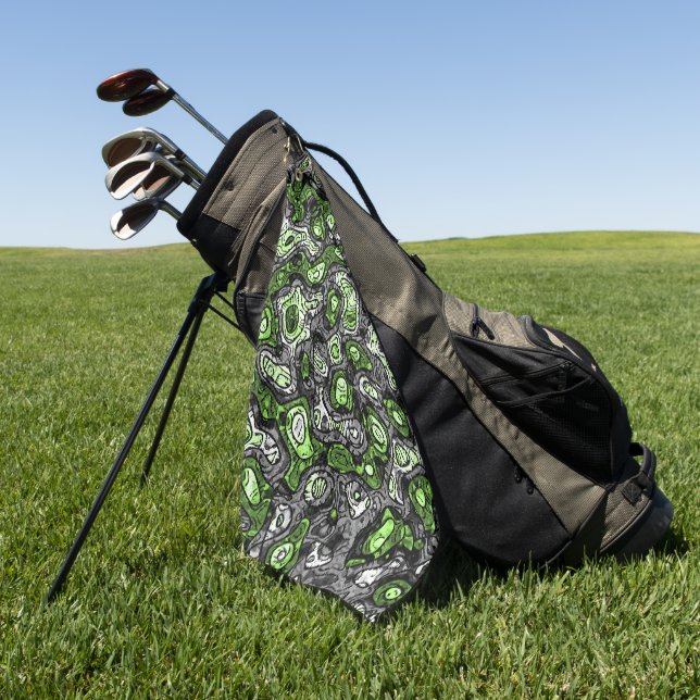 Groovy Trippy Grungy Funky Abstract Agender Pride Golf Towel (Green)
