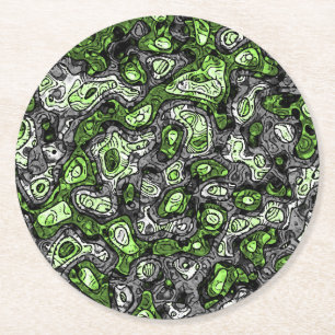 Groovy Trippy Grungy Funky Abstract Agender Pride Round Paper Coaster