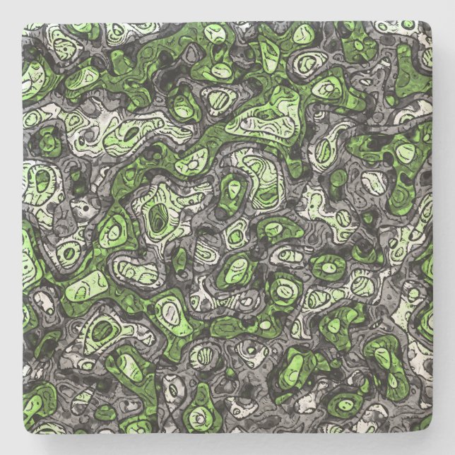 Groovy Trippy Grungy Funky Abstract Agender Pride Stone Coaster (Front)
