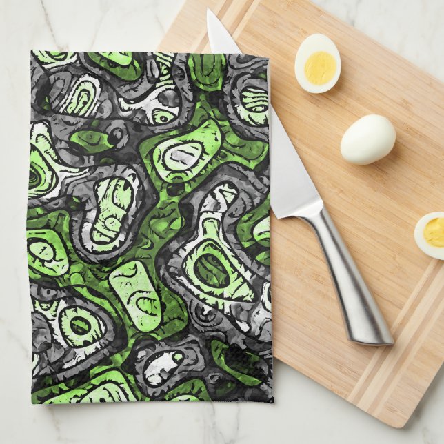 Groovy Trippy Grungy Funky Abstract Agender Pride Tea Towel (Quarter Fold)