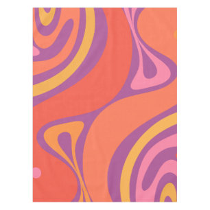 Groovy Trippy Retro Aesthetic Abstract Colorful Tablecloth