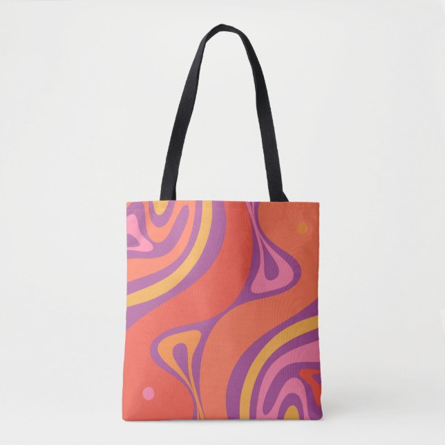 Groovy Trippy Retro Aesthetic Abstract Colourful Tote Bag (Front)