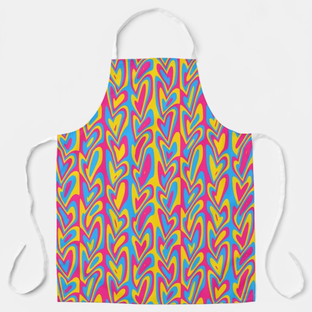 Groovy Trippy Squiggly Quirky Pansexual Pride  Apron (Front)