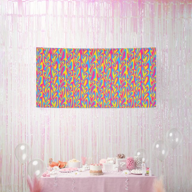 Groovy Trippy Squiggly Quirky Pansexual Pride  Banner (Party)