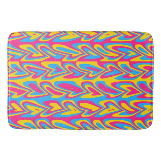 Groovy Trippy Squiggly Quirky Pansexual Pride  Bath Mat (Front)