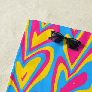 Groovy Trippy Squiggly Quirky Pansexual Pride  Beach Towel