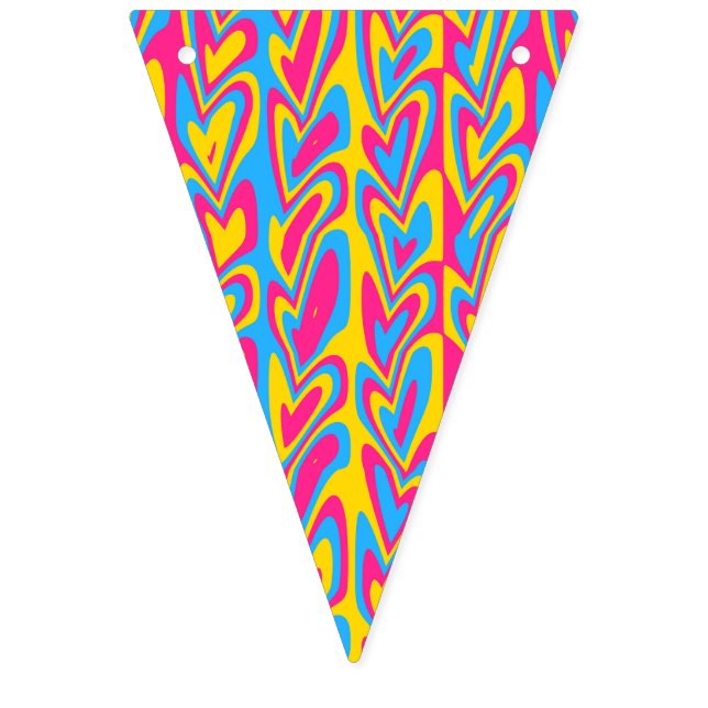 Groovy Trippy Squiggly Quirky Pansexual Pride  Bunting (First Flag)
