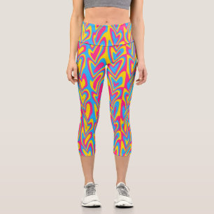 Groovy Trippy Squiggly Quirky Pansexual Pride Capri Leggings